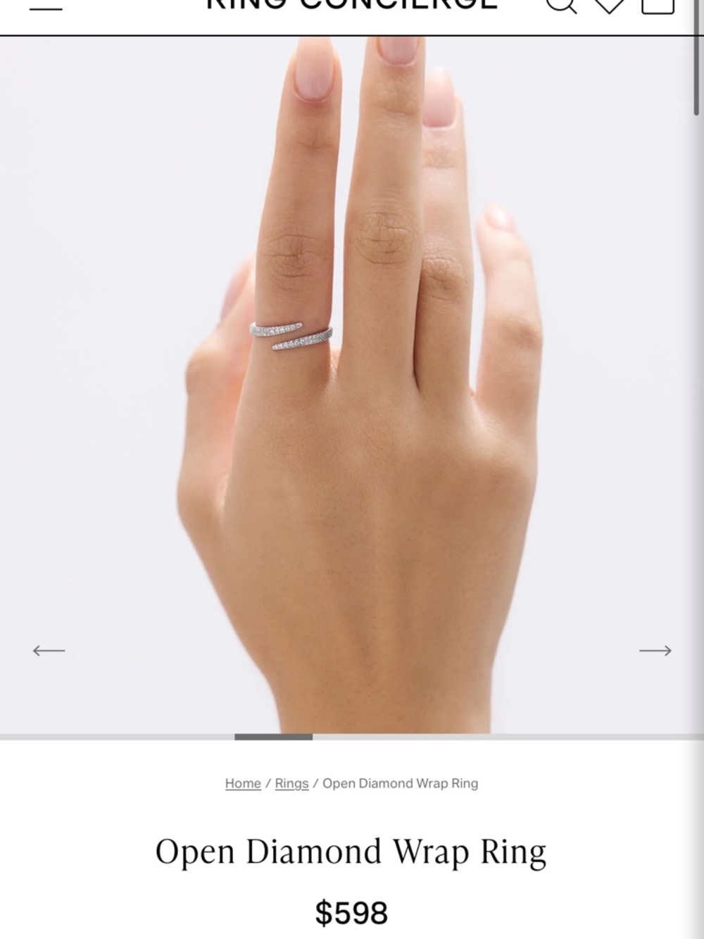 Ring Concierge Open Diamond Wrap Ring - White Gold Diamond Pavé - Picture 3 of 8